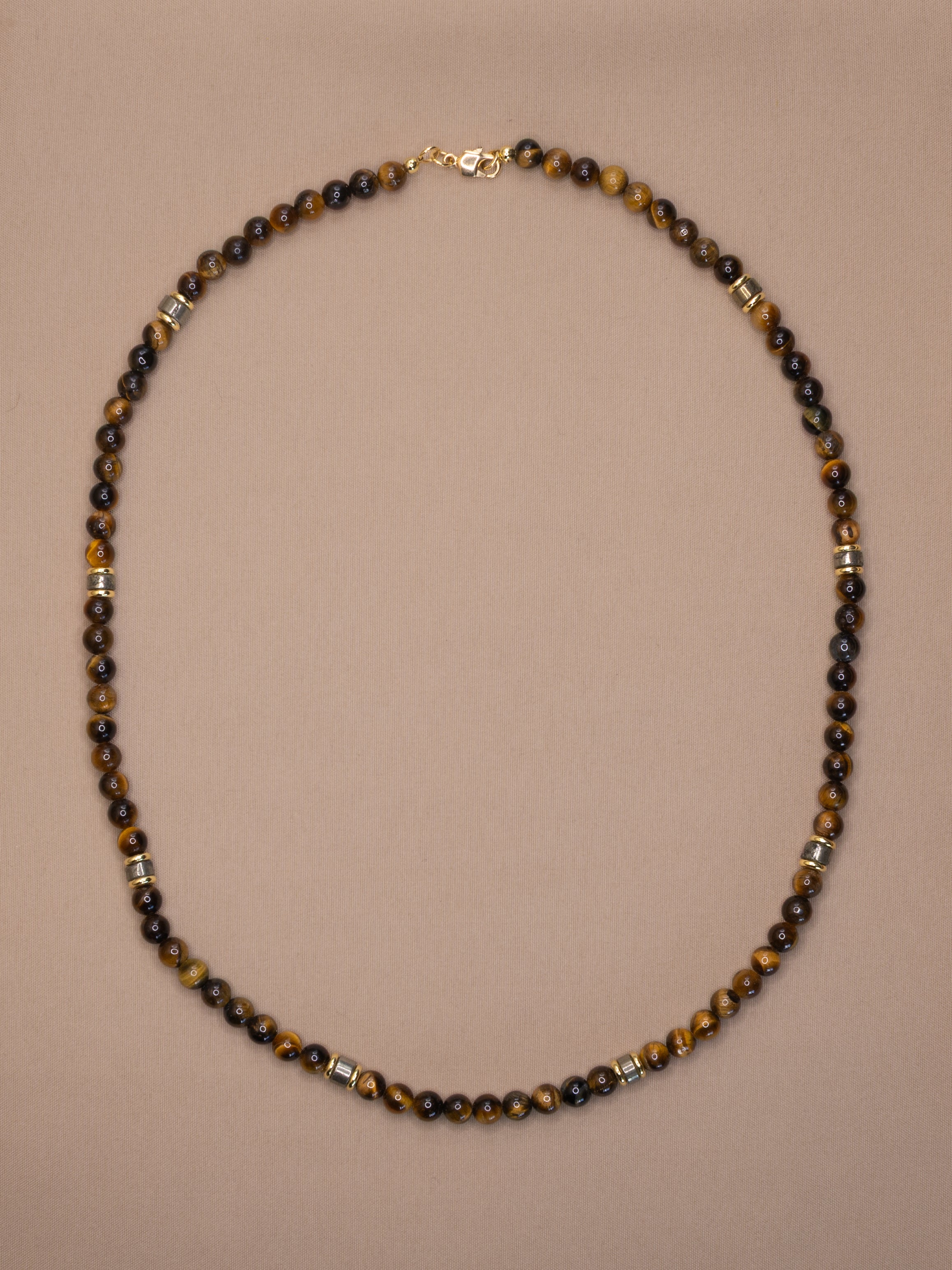 Tiger’s Eye + Pyrite Beaded Necklace