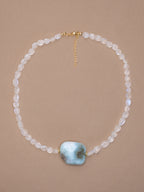 Rainbow Moonstone + Larimar Necklace