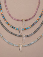 Labradorite + Quartz Point Choker