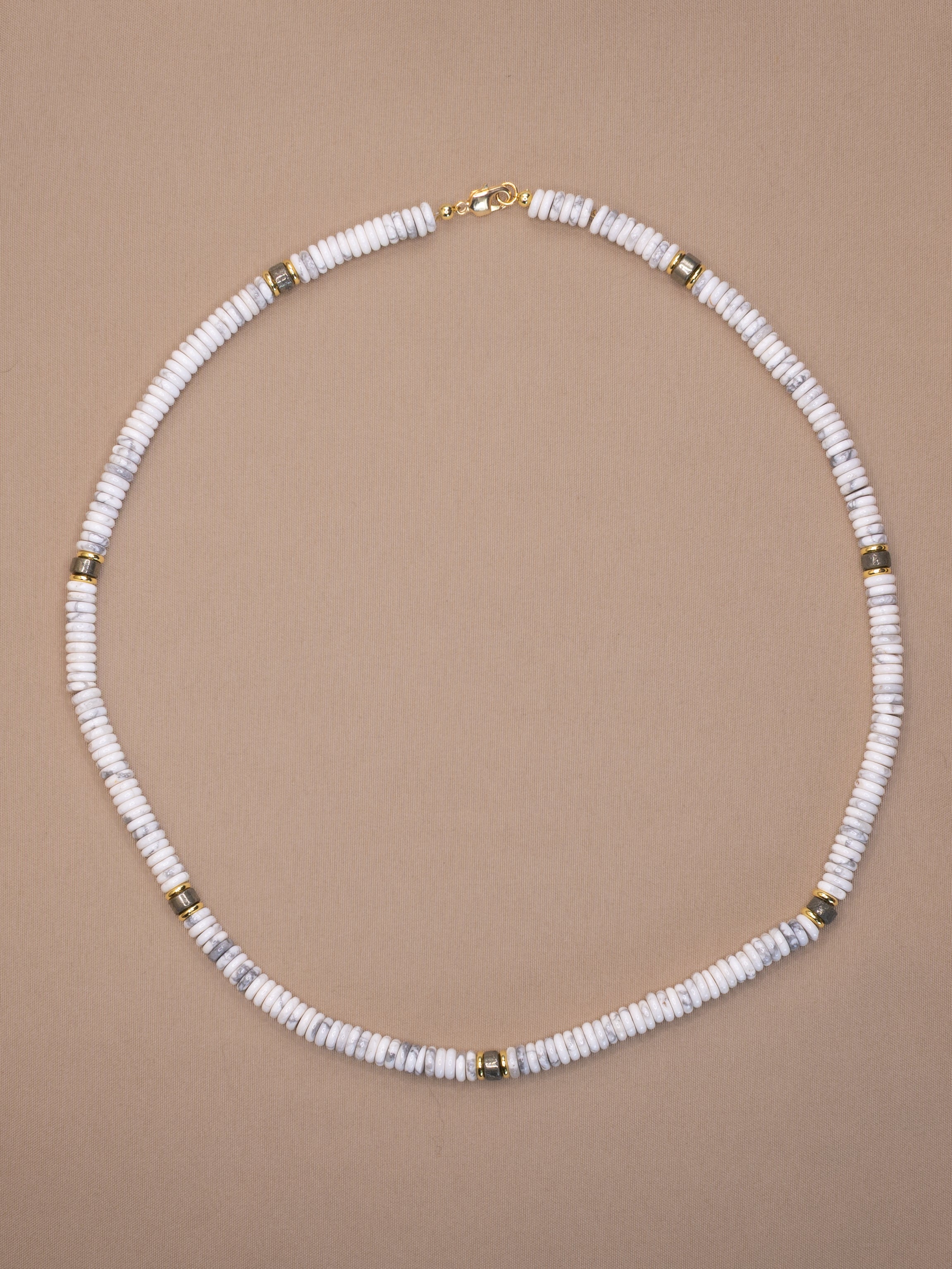 Howlite + Pyrite Beaded Necklace