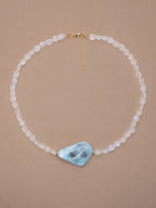 Rainbow Moonstone + Larimar Necklace