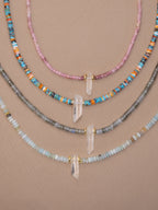 Turquoise + Spiny Oyster Choker with Quartz Accent