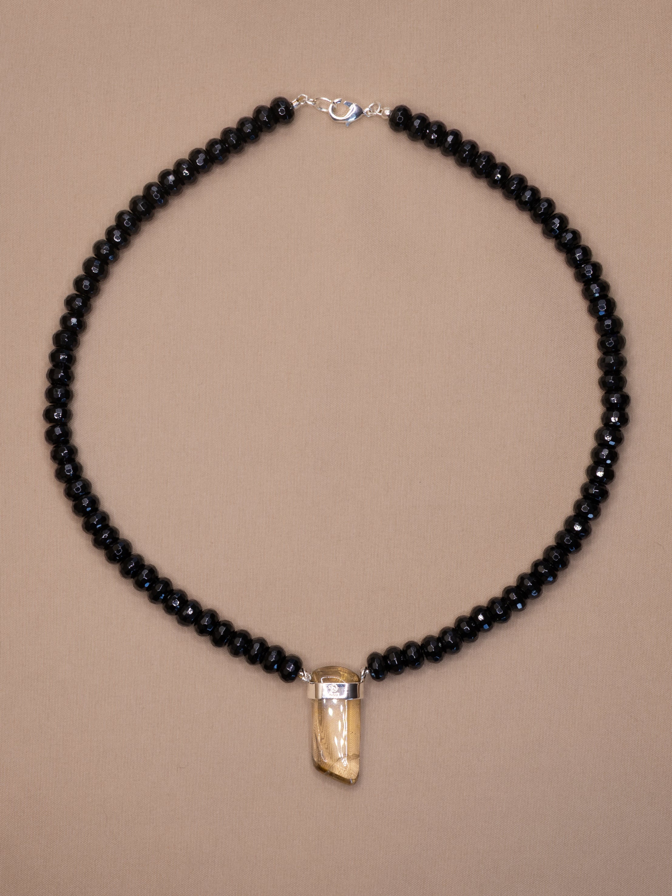 Black Tourmaline + Citrine Necklace (Silver Edition)