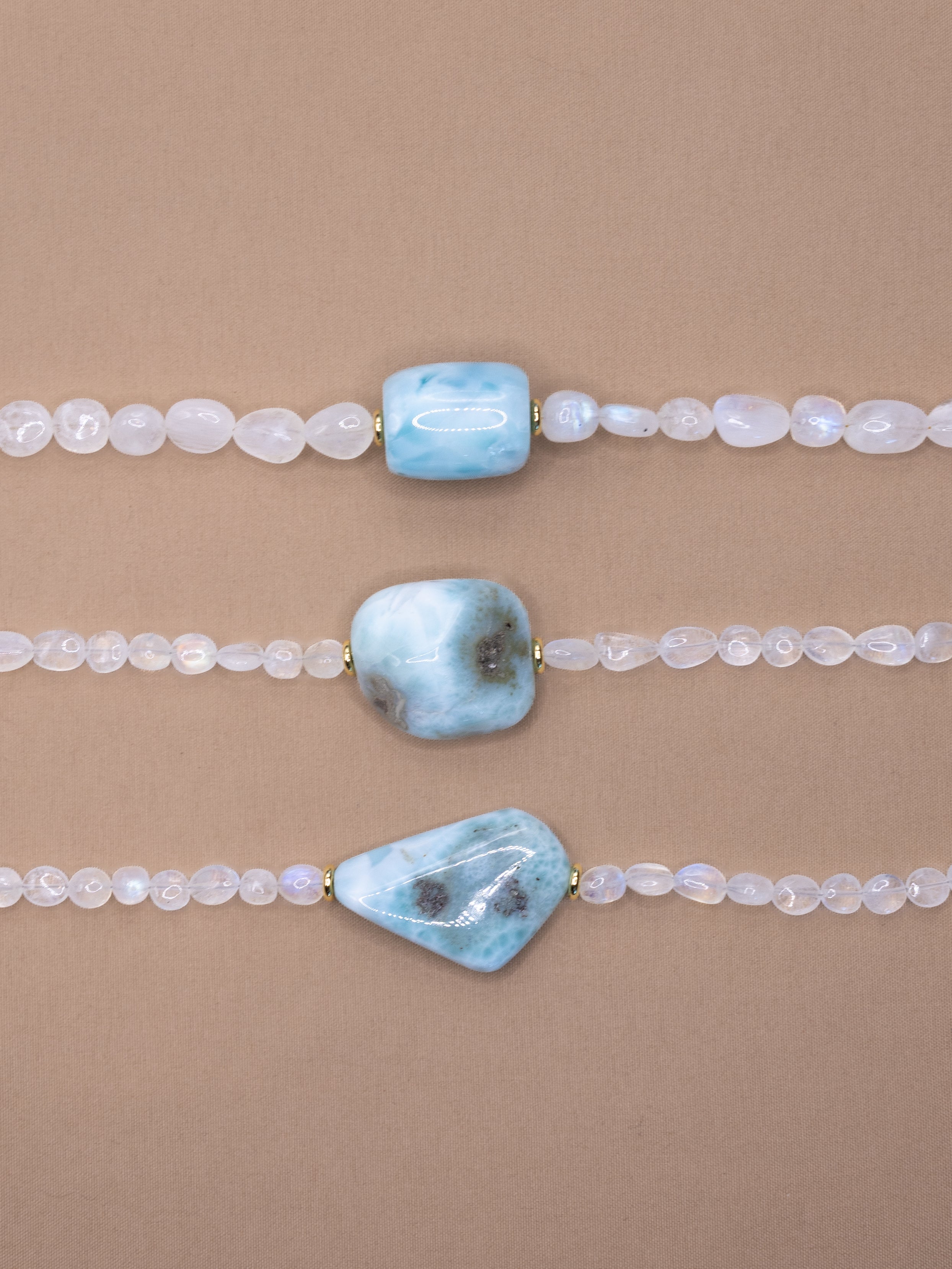 Rainbow Moonstone + Larimar Necklace