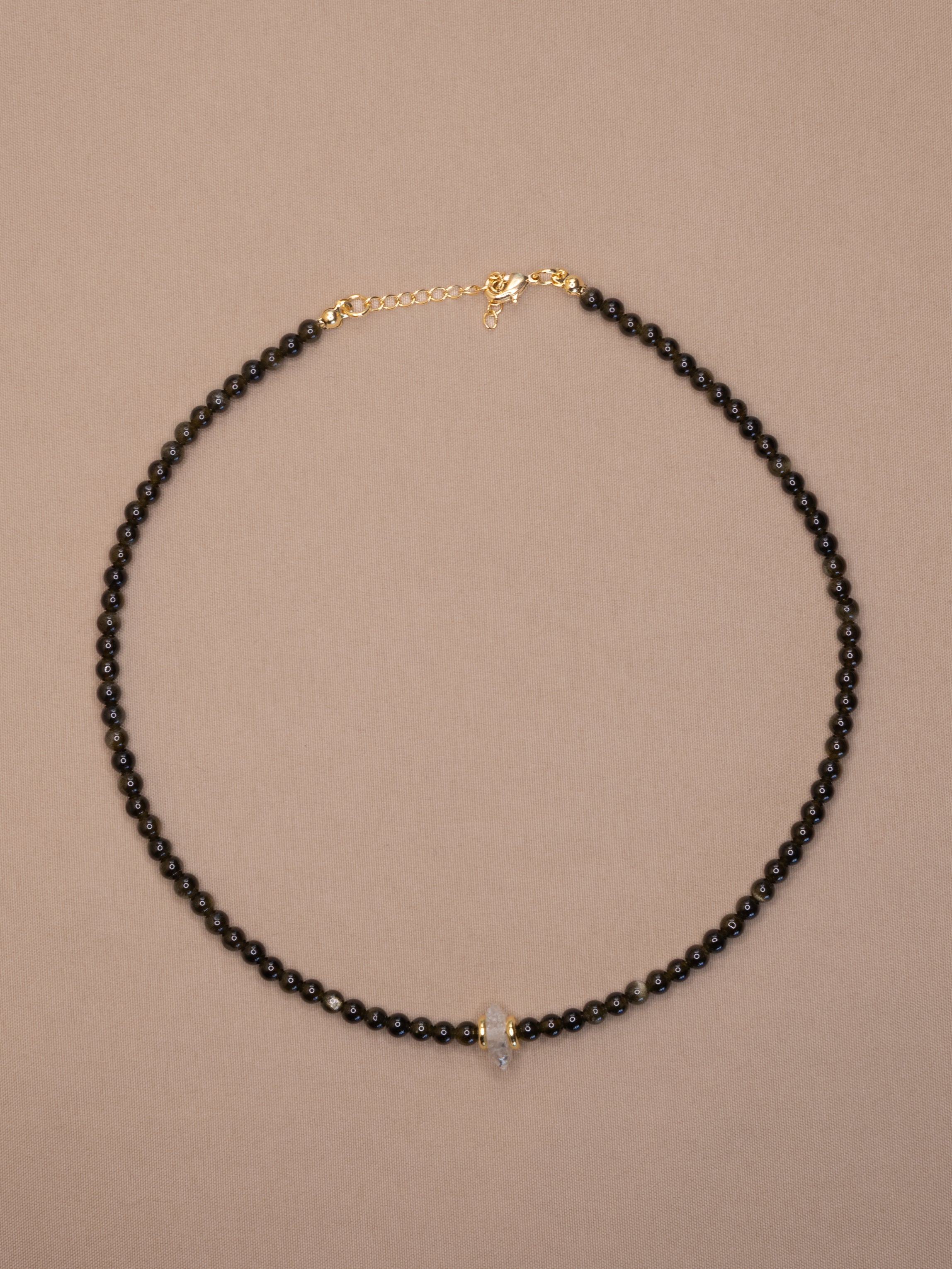 Golden Obsidian + Herkimer Diamond Choker
