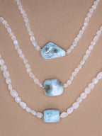 Rainbow Moonstone + Larimar Necklace