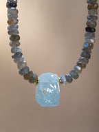 Faceted Labradorite + Raw Aquamarine Necklace