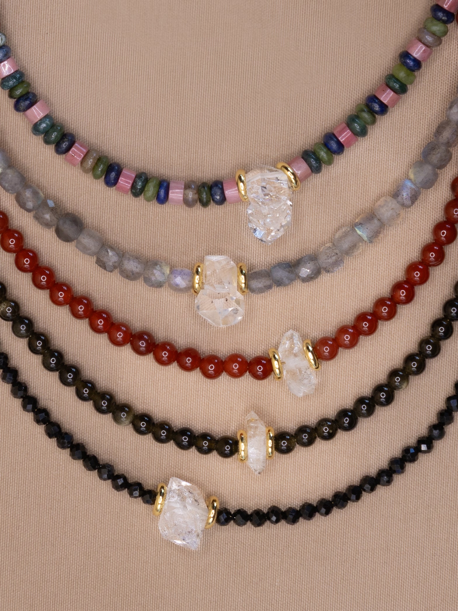 Carnelian + Herkimer Diamond Choker