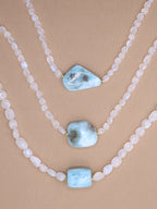 Rainbow Moonstone + Larimar Necklace