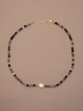 Multicolor Tourmaline + Pearl Choker