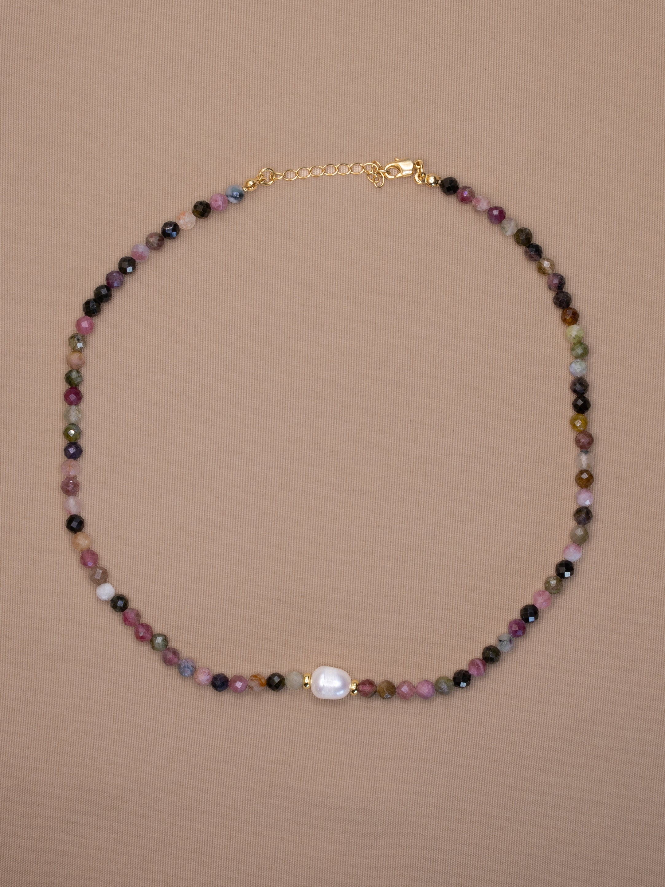 Multicolor Tourmaline + Pearl Choker