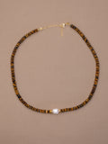 Tiger’s Eye + Pearl Choker