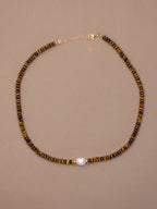 Tiger’s Eye + Pearl Choker