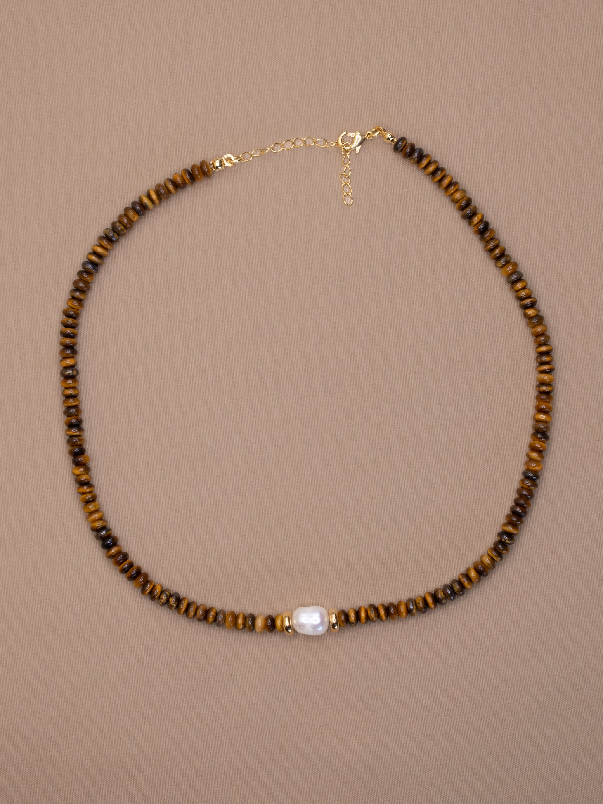 Tiger’s Eye + Pearl Choker
