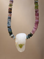 Multicolor Tourmaline + Green Tourmaline in Quartz Necklace