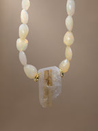 African Opal + Raw Golden Rutile Quartz Necklace
