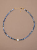 Blue Kyanite + Pearl Choker