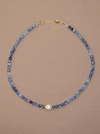 Blue Kyanite + Pearl Choker