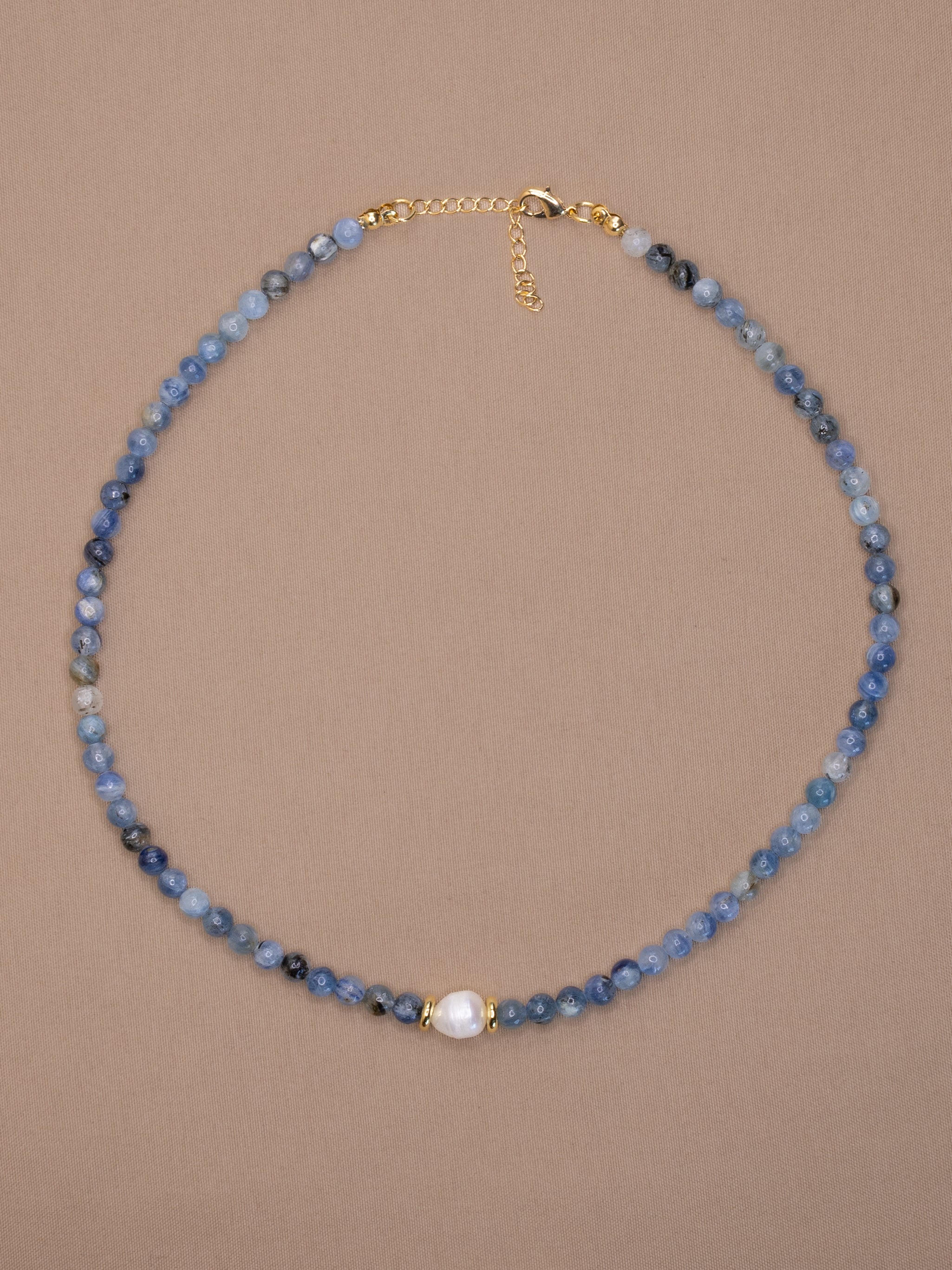 Blue Kyanite + Pearl Choker