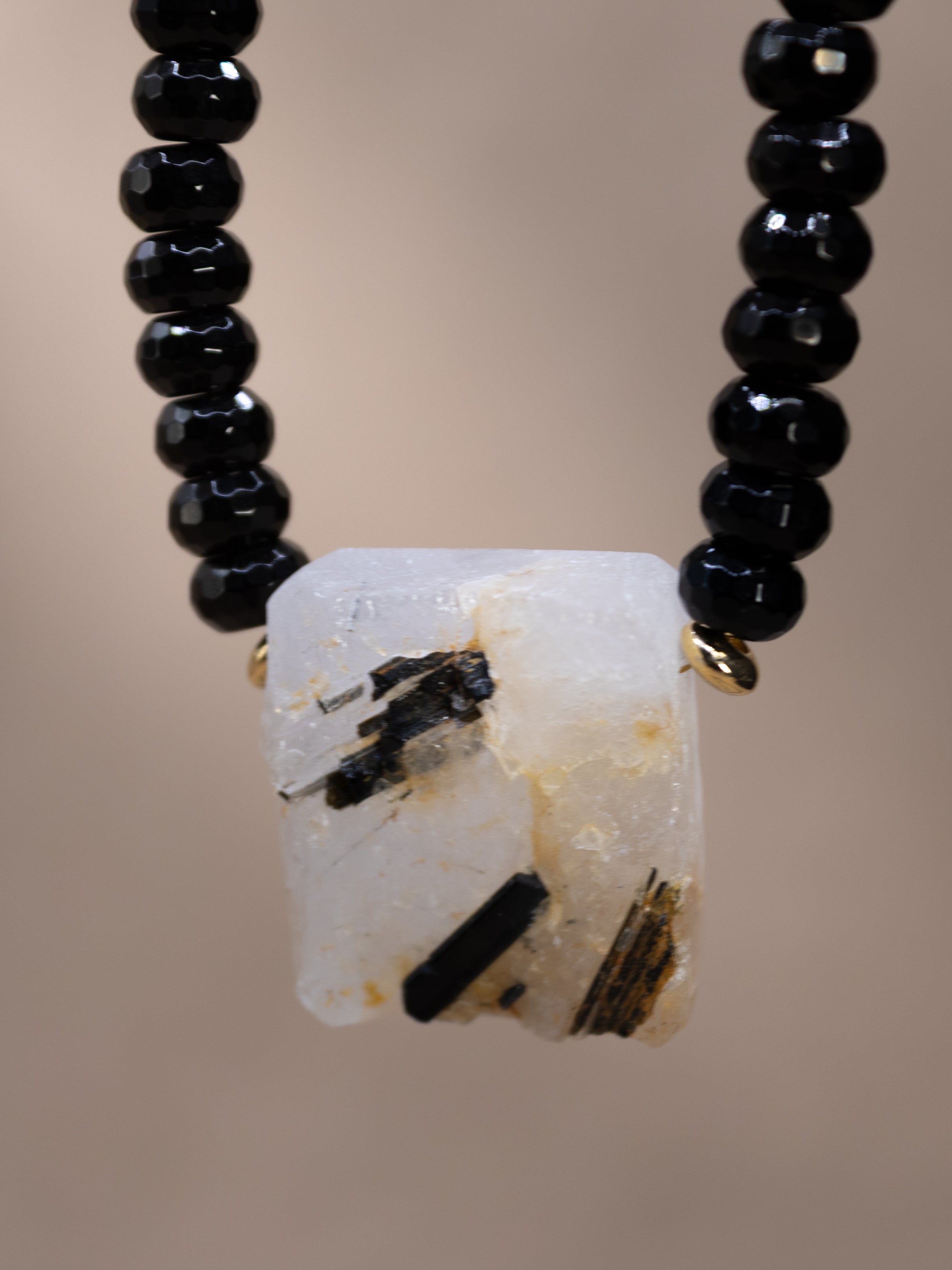 Black Tourmaline + Raw Quartz Necklace