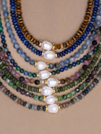 Azurite Malachite + Pearl Choker