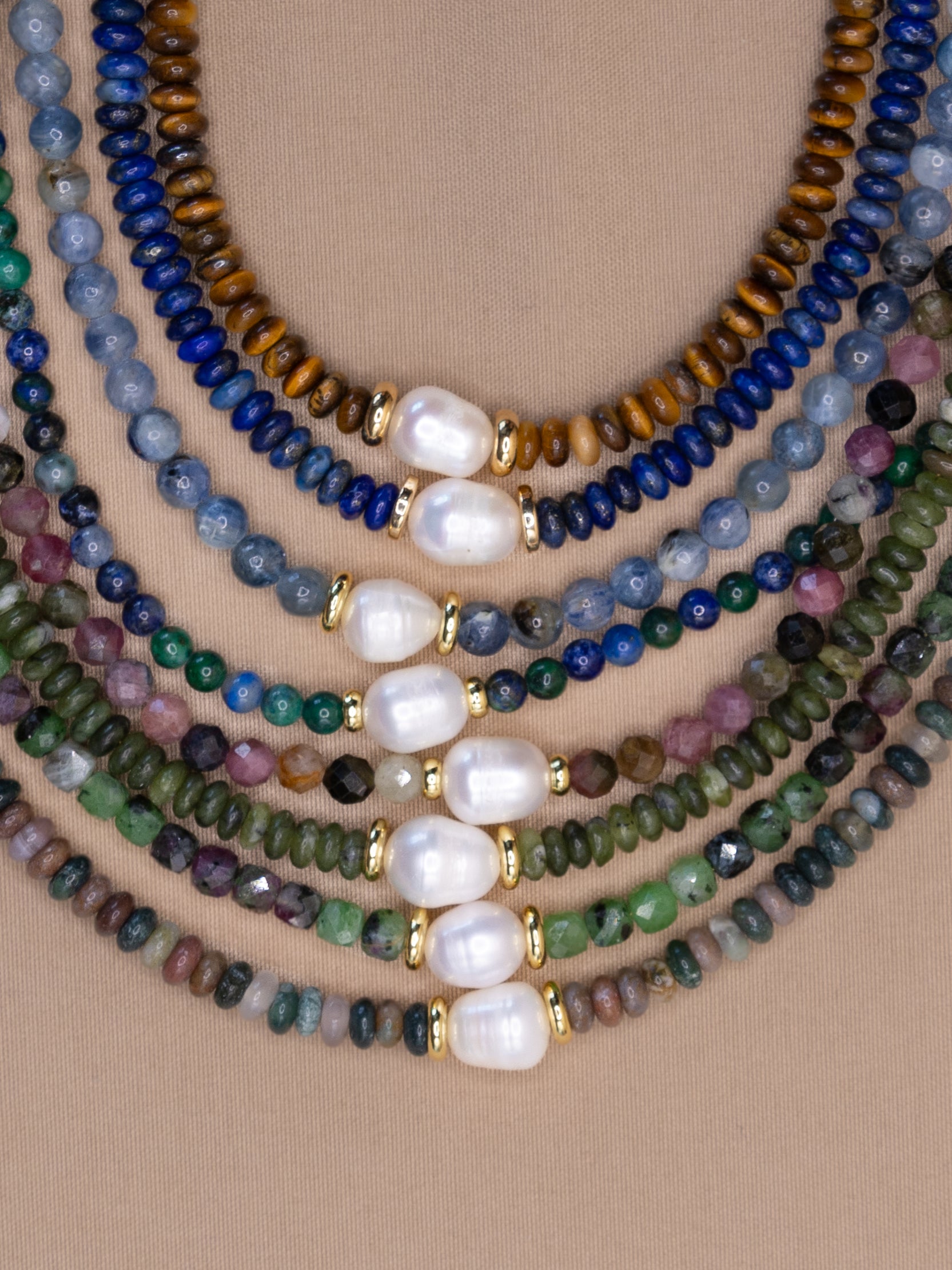 Lapis Lazuli + Pearl Choker