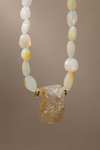African Opal + Raw Golden Rutile Quartz Necklace