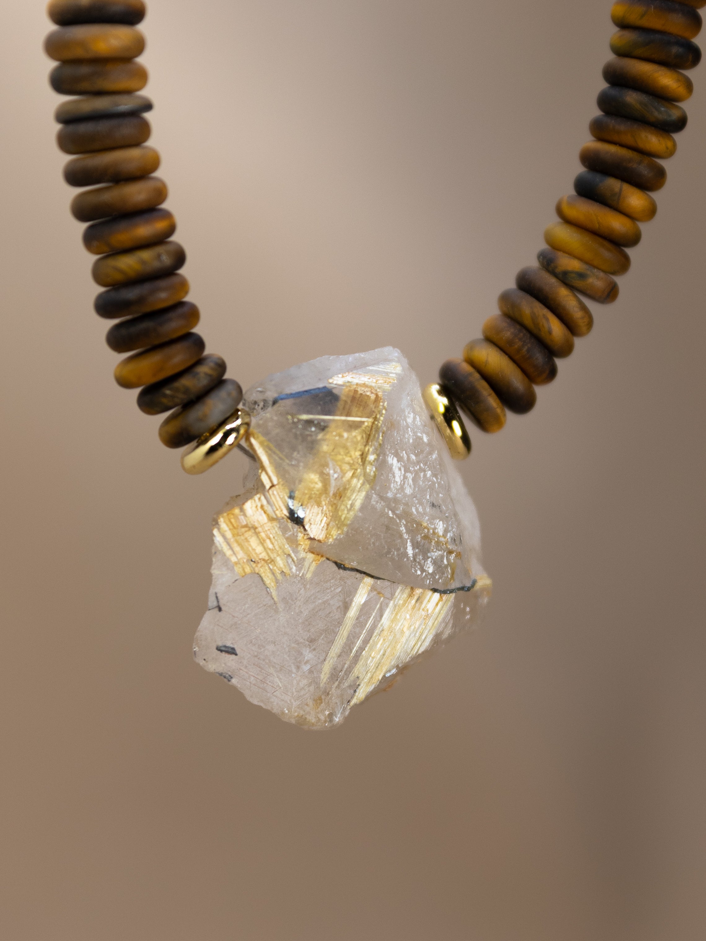 Tiger’s Eye + Raw Golden Rutile Quartz Necklace