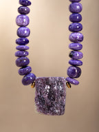 Charoite + Raw Lepidolite Necklace