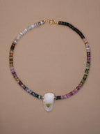 Multicolor Tourmaline + Green Tourmaline in Quartz Necklace
