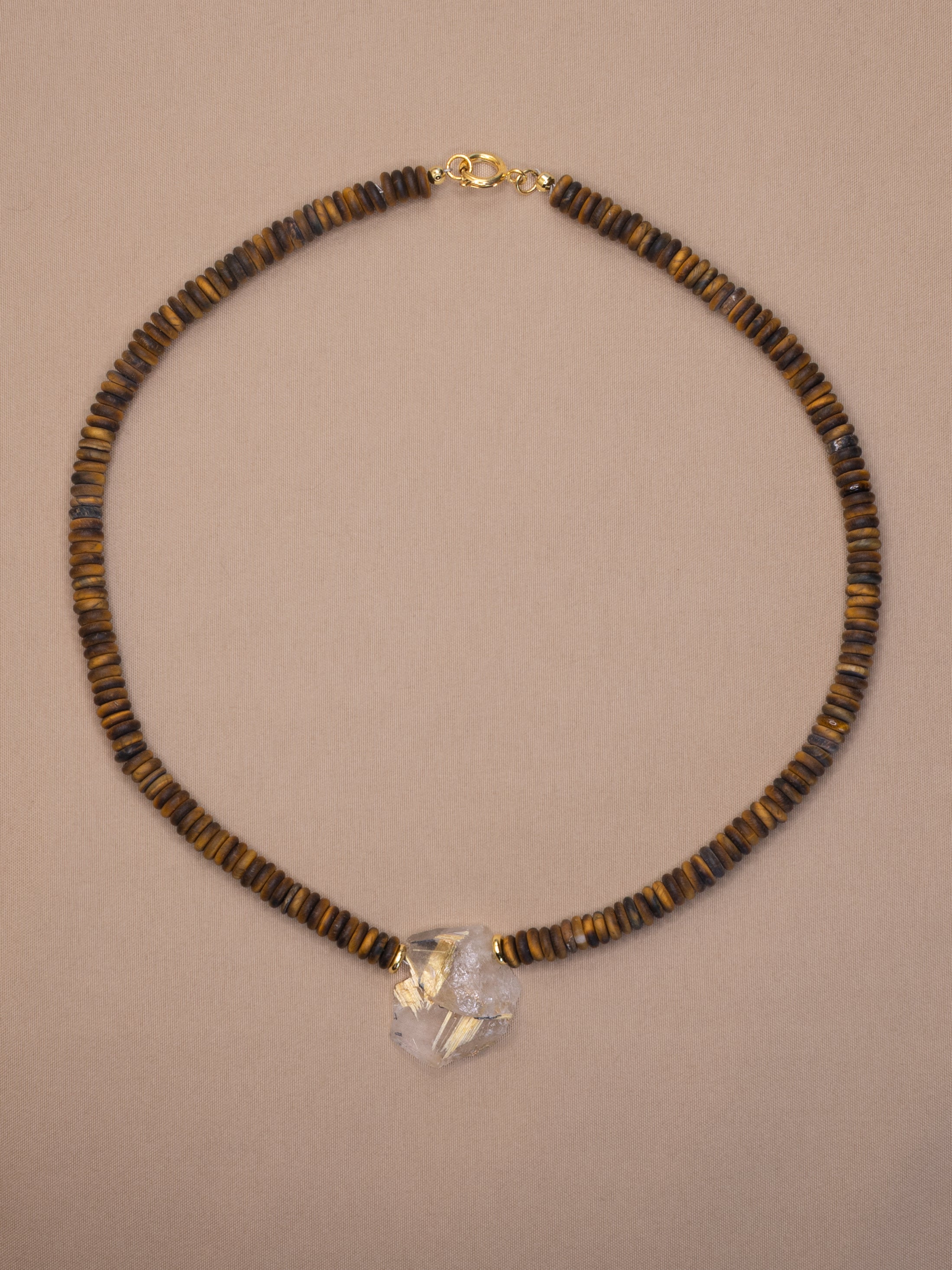Tiger’s Eye + Raw Golden Rutile Quartz Necklace