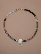 Multicolor Tourmaline + Green Tourmaline in Quartz Necklace