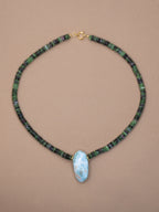 Ruby Zoisite + Larimar Necklace