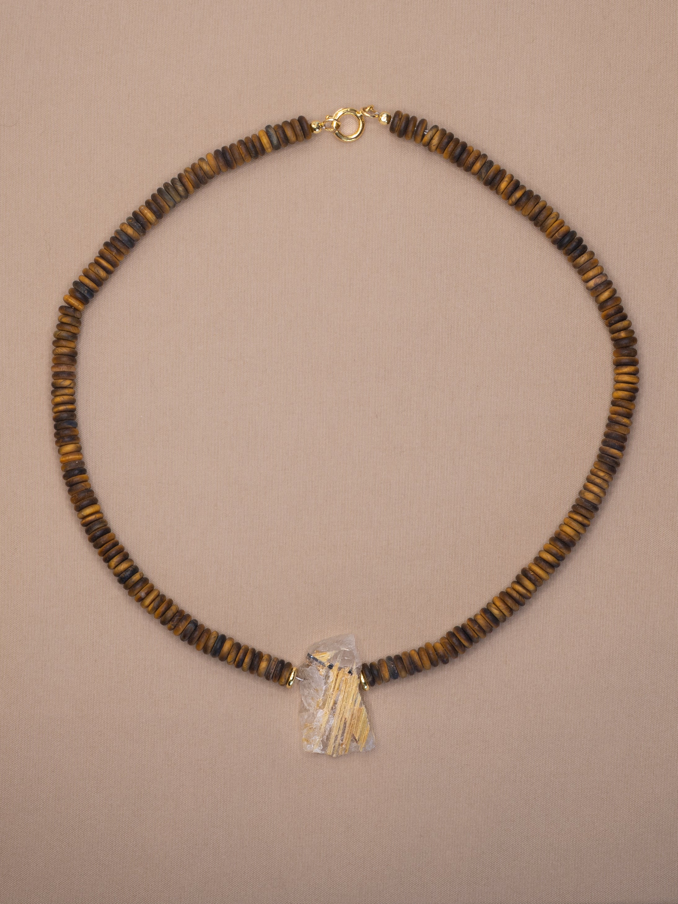 Tiger’s Eye + Raw Golden Rutile Quartz Necklace
