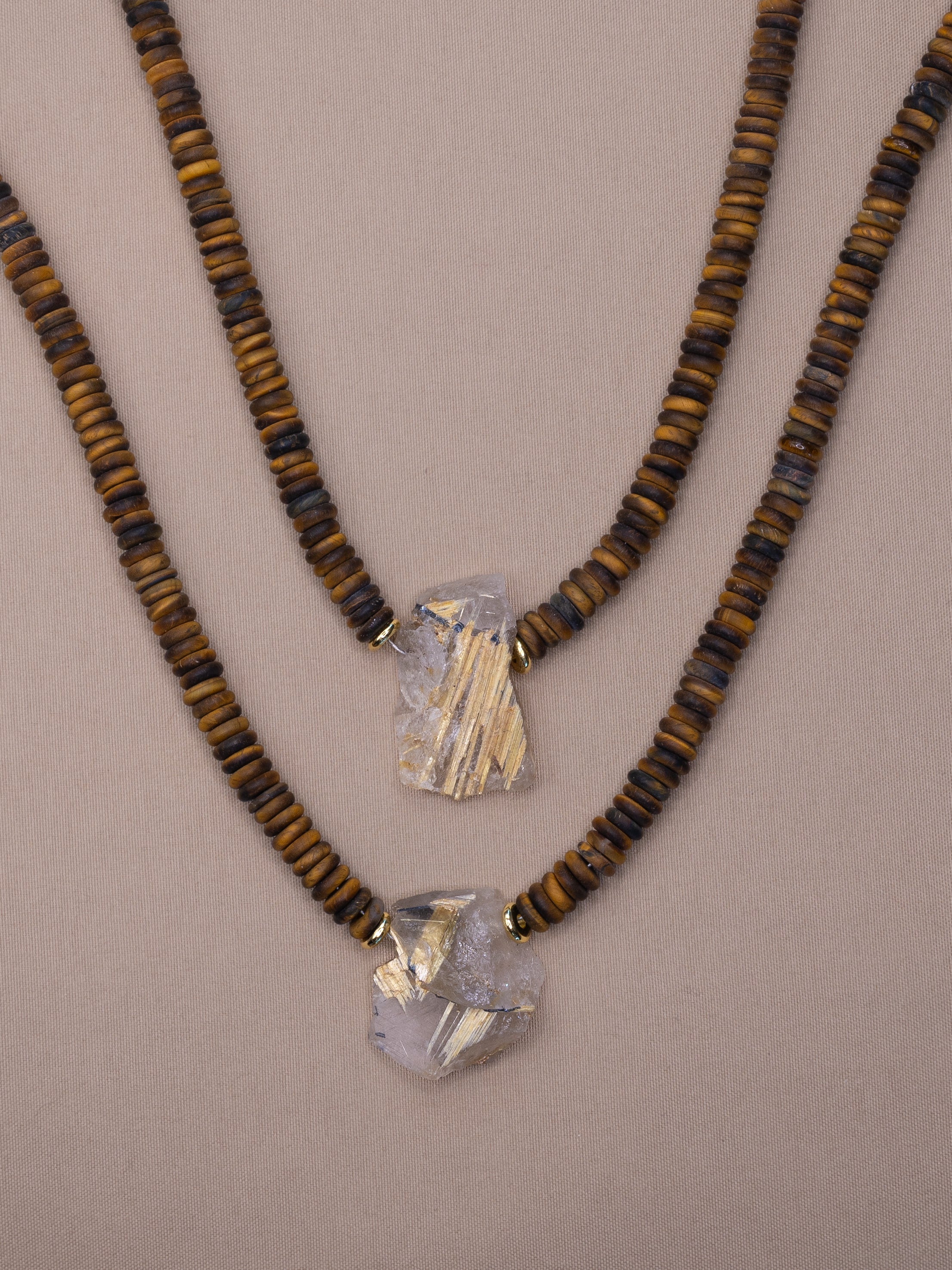Tiger’s Eye + Raw Golden Rutile Quartz Necklace