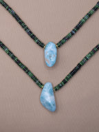 Ruby Zoisite + Larimar Necklace