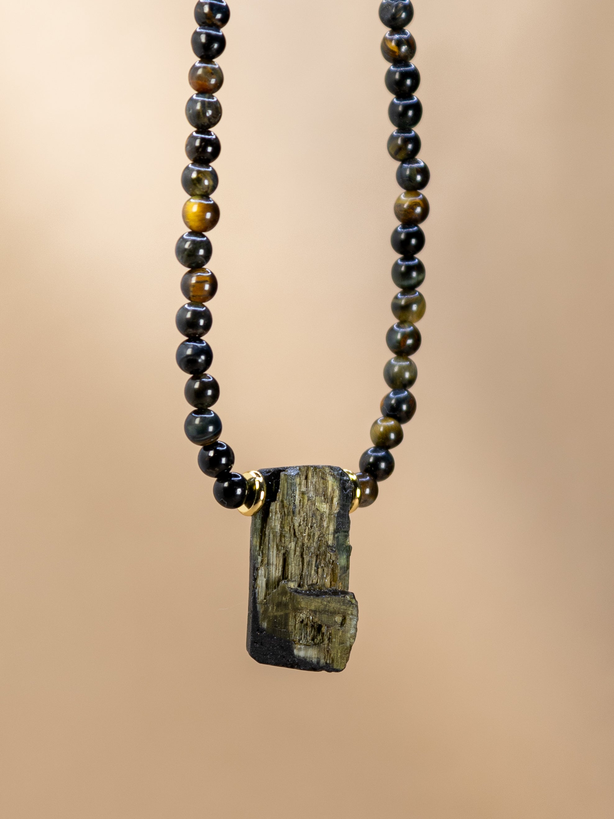 Blue Tiger’s Eye + Tourmaline Necklace