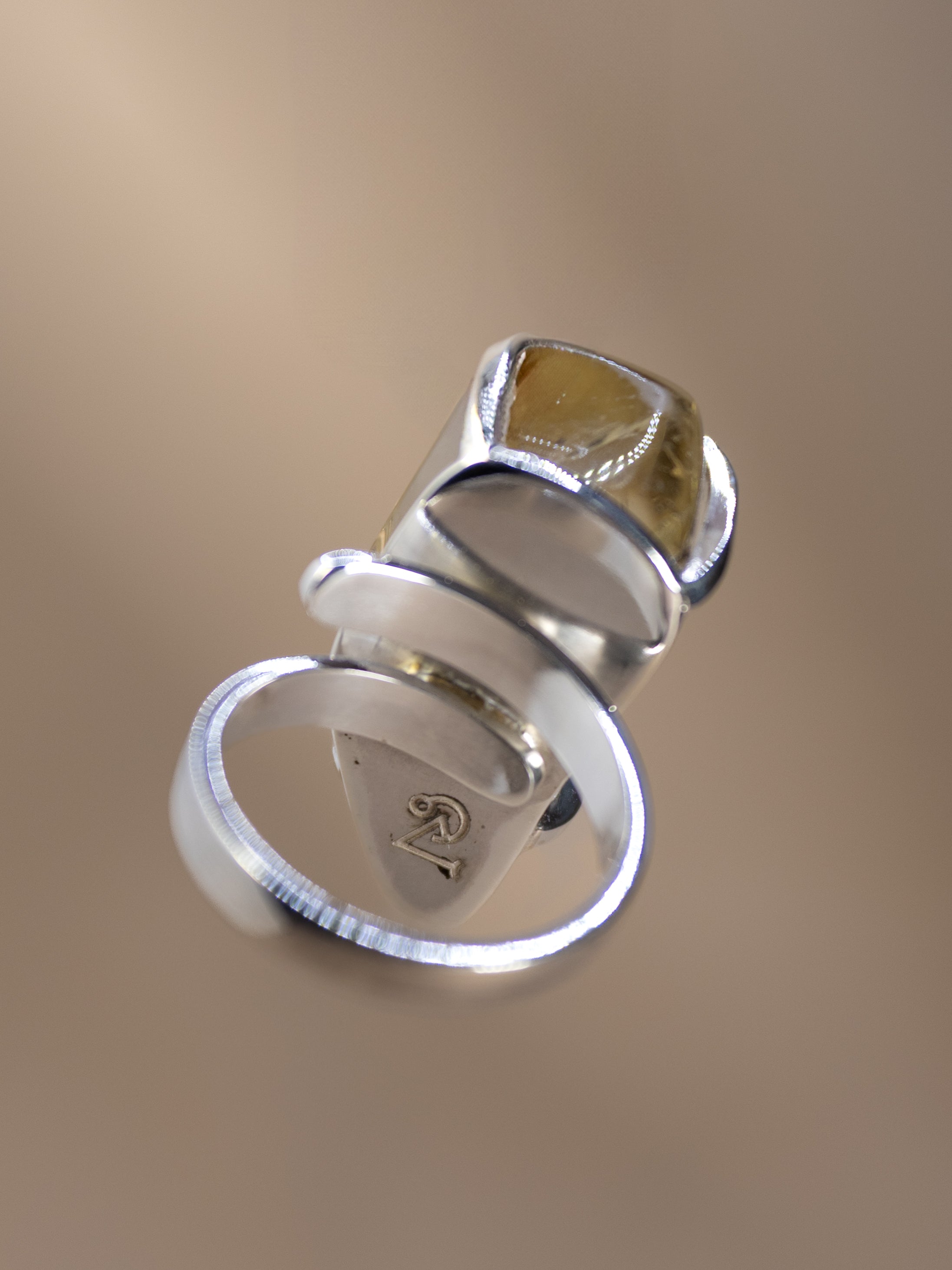Polished Citrine Power Ring (Silver)