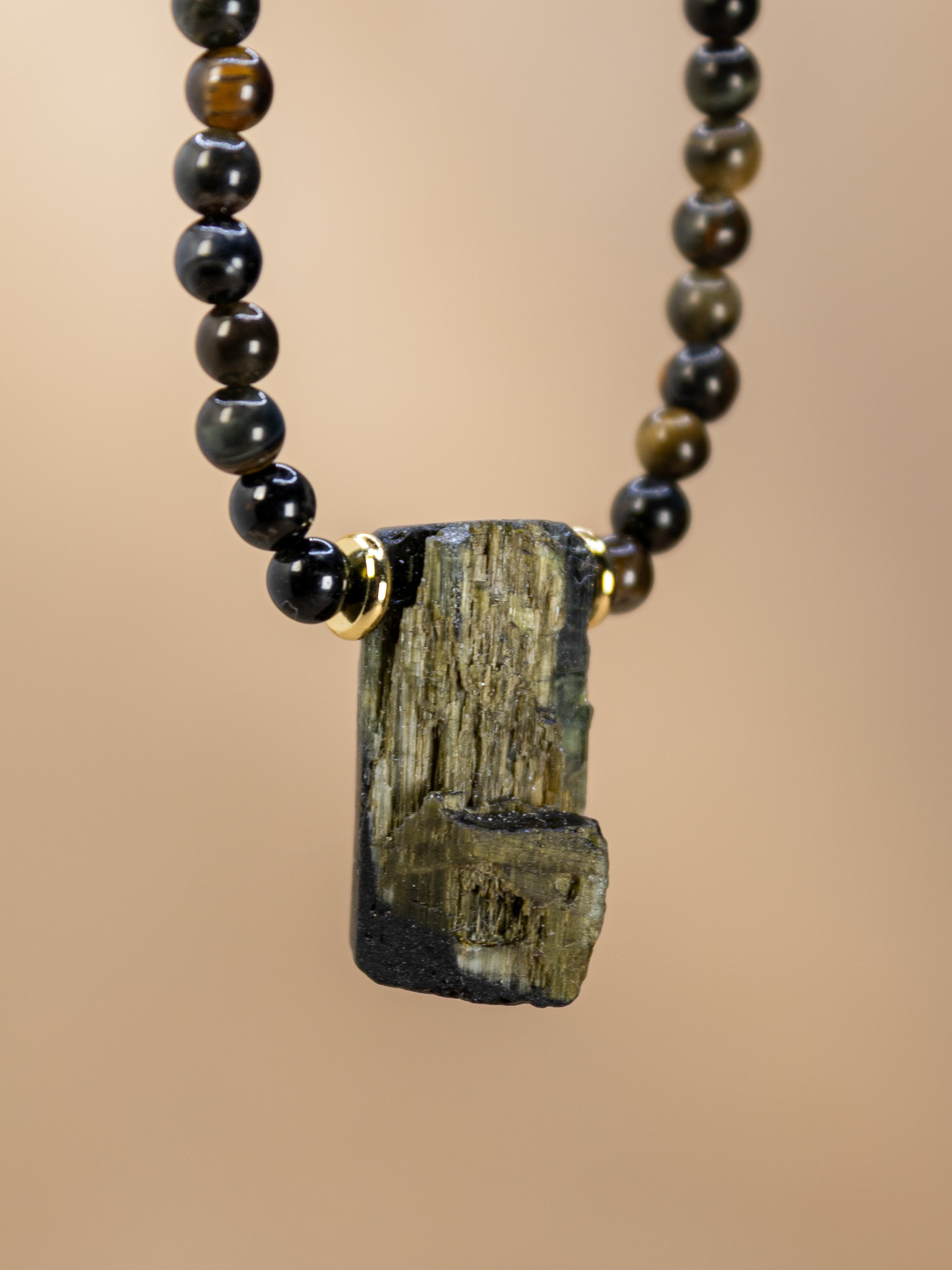 Blue Tiger’s Eye + Tourmaline Necklace