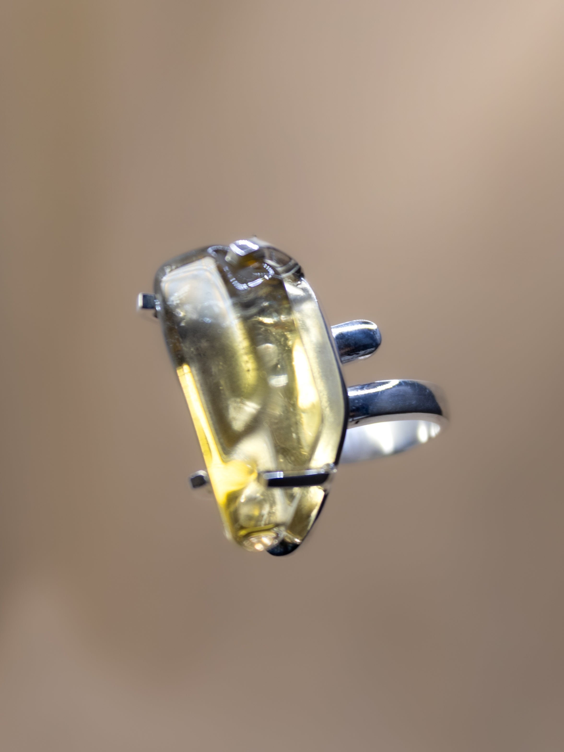 Polished Citrine Power Ring (Silver)