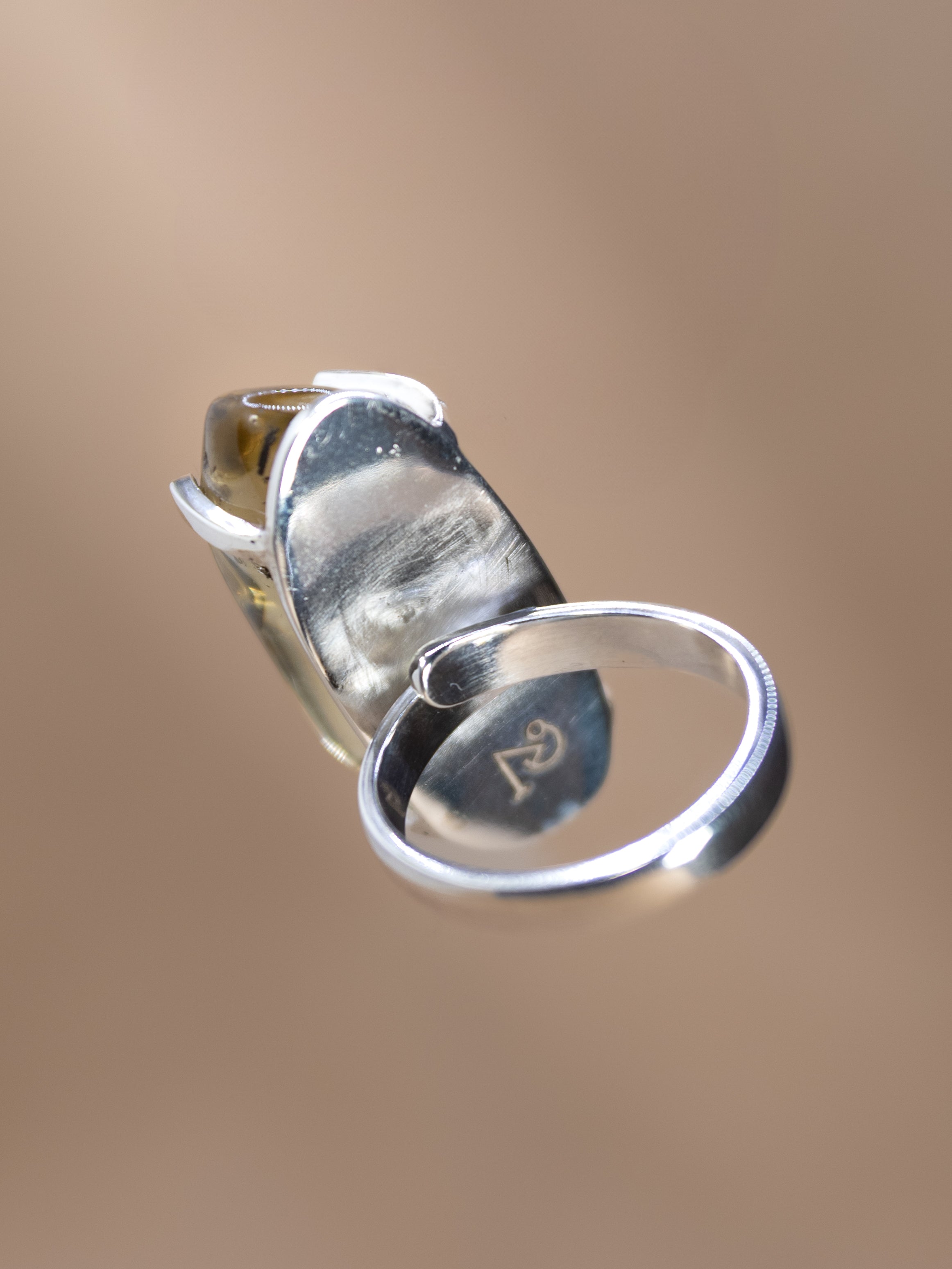 Polished Citrine Power Ring (Silver)