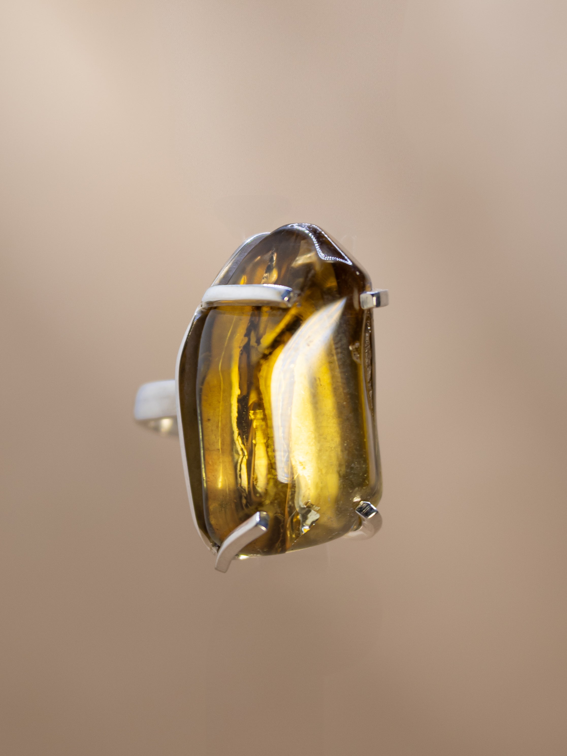 Polished Citrine Power Ring (Silver)