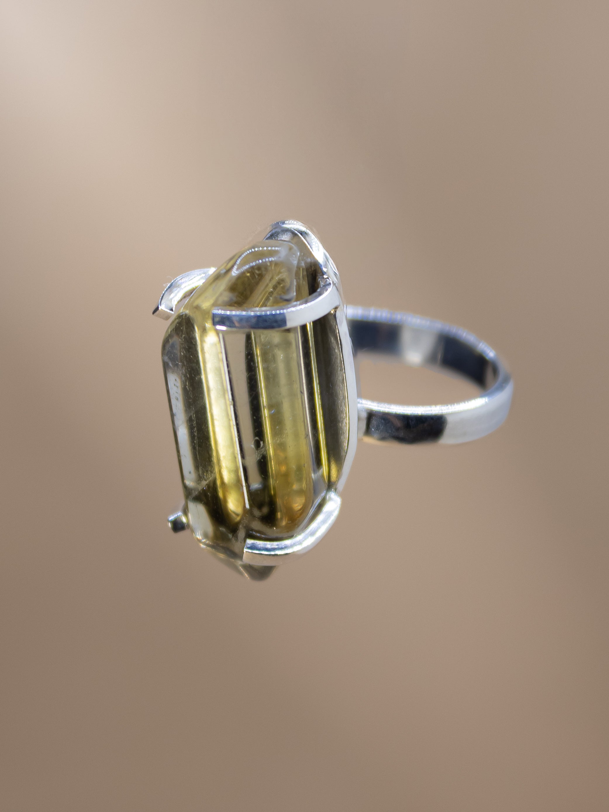 Polished Citrine Power Ring (Silver)