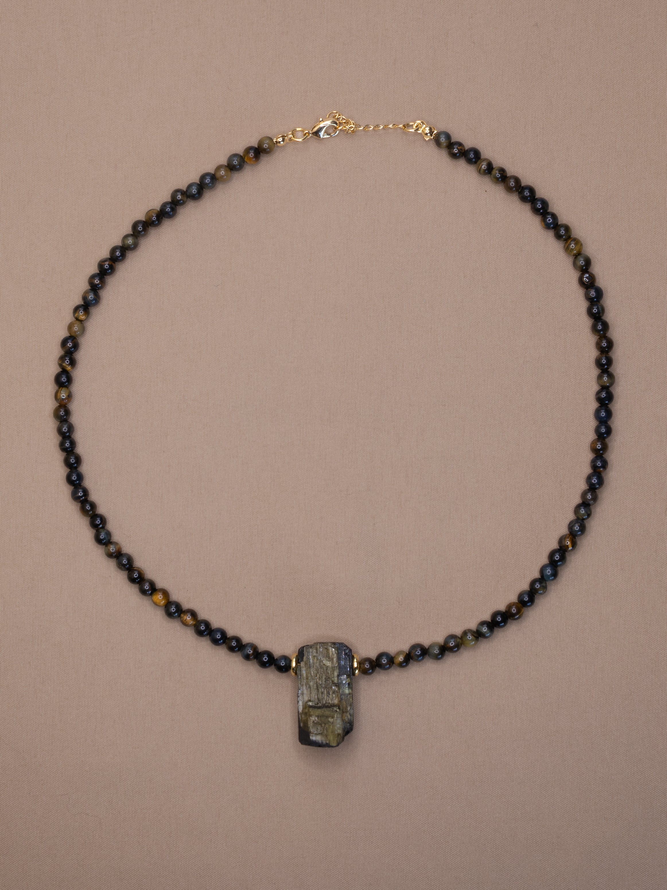 Blue Tiger’s Eye + Tourmaline Necklace