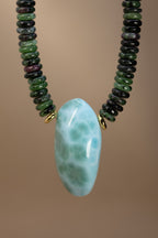 Ruby Zoisite + Larimar Necklace