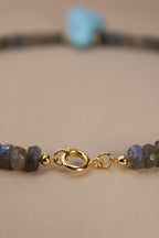 Faceted Labradorite + Raw Aquamarine Necklace