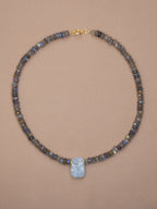 Faceted Labradorite + Raw Aquamarine Necklace