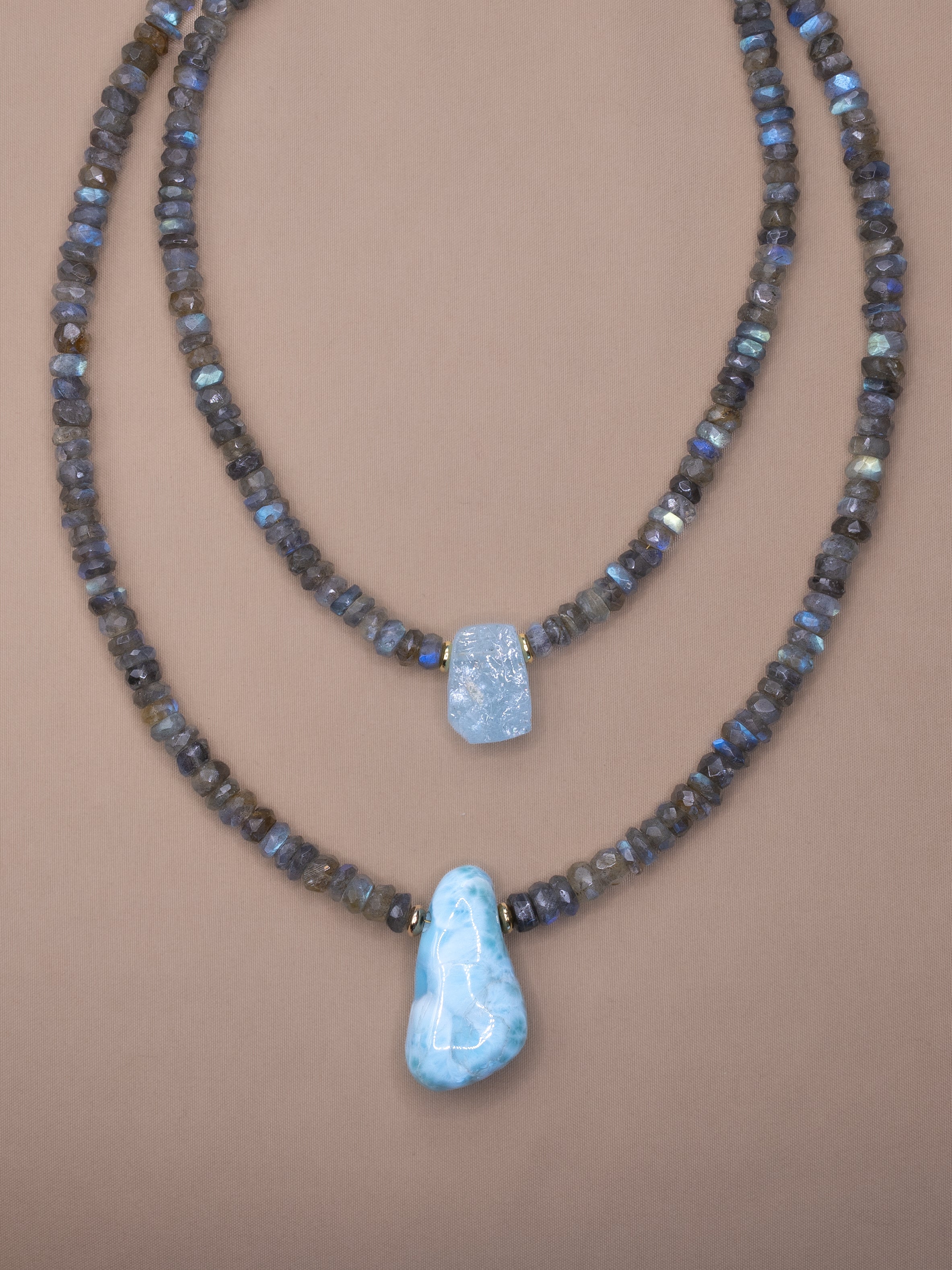 Faceted Labradorite + Larimar Necklace