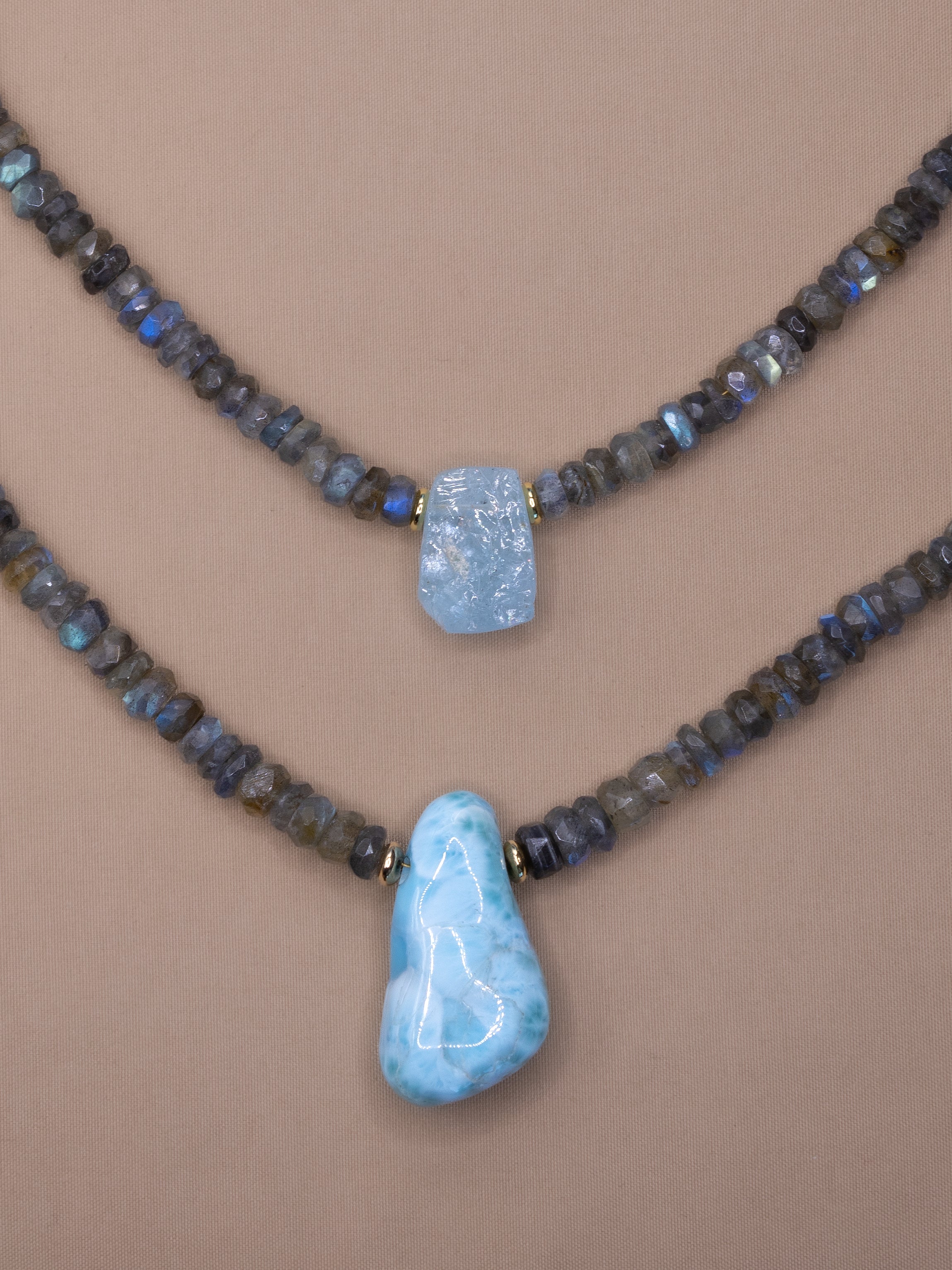 Faceted Labradorite + Larimar Necklace